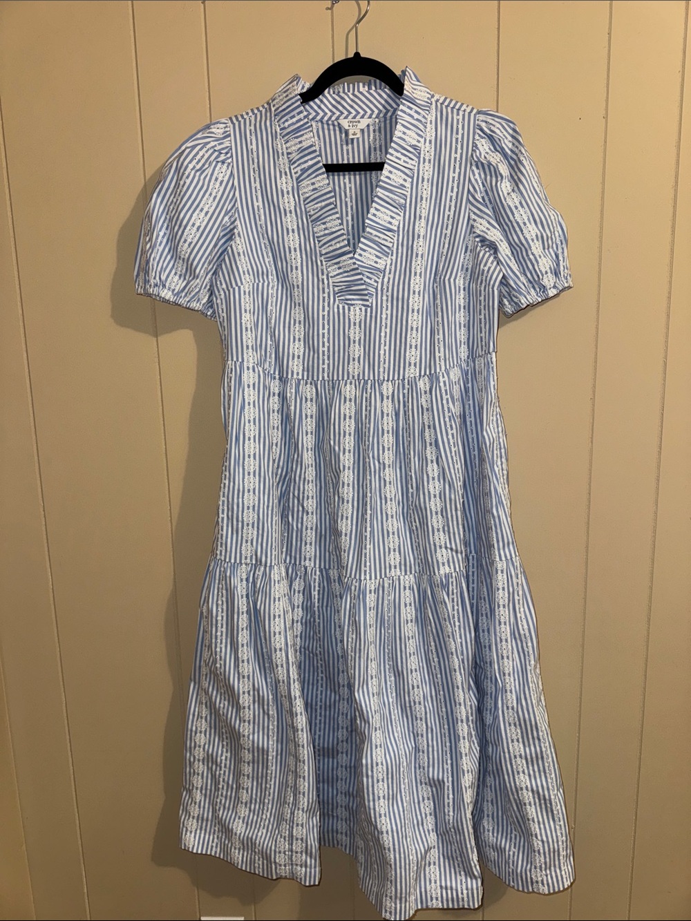 crown & ivy Blue and White Striped Midi Dress